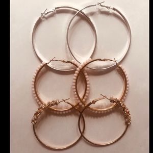 Gold Tone & Silver Tone Hoop Earrings (Set of 3)